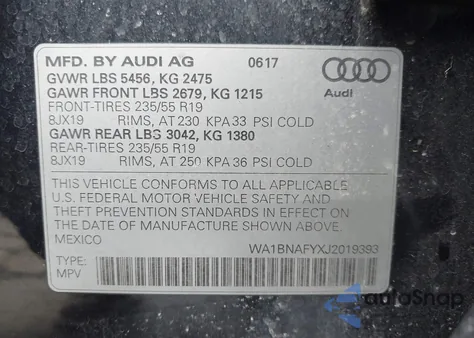 2018 Audi Q5 2.0T Premium/2.0T Tech Premium from USA, damaged, VIN WA1BNAFYXJ2019393